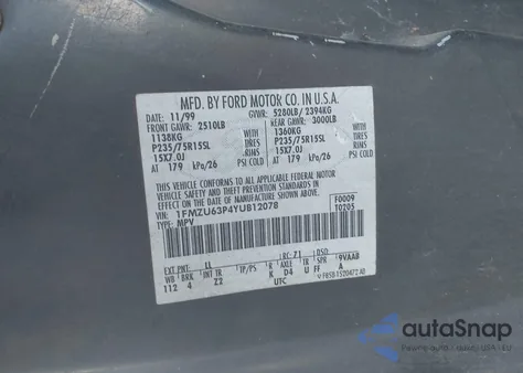 2000 Ford Explorer Xlt из США, поврежденный, VIN 1FMZU63P4YUB12078